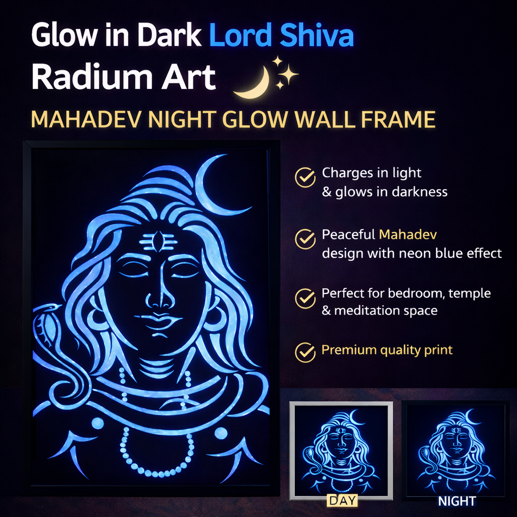 Mahadev Radium Glow Art – Lord Shiva Night Luminous Wall Decor