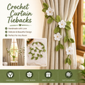 Pair 2 pcs Handmade Crochet Curtain Tiebacks – Floral Design Decorative Curtain Holdbacks